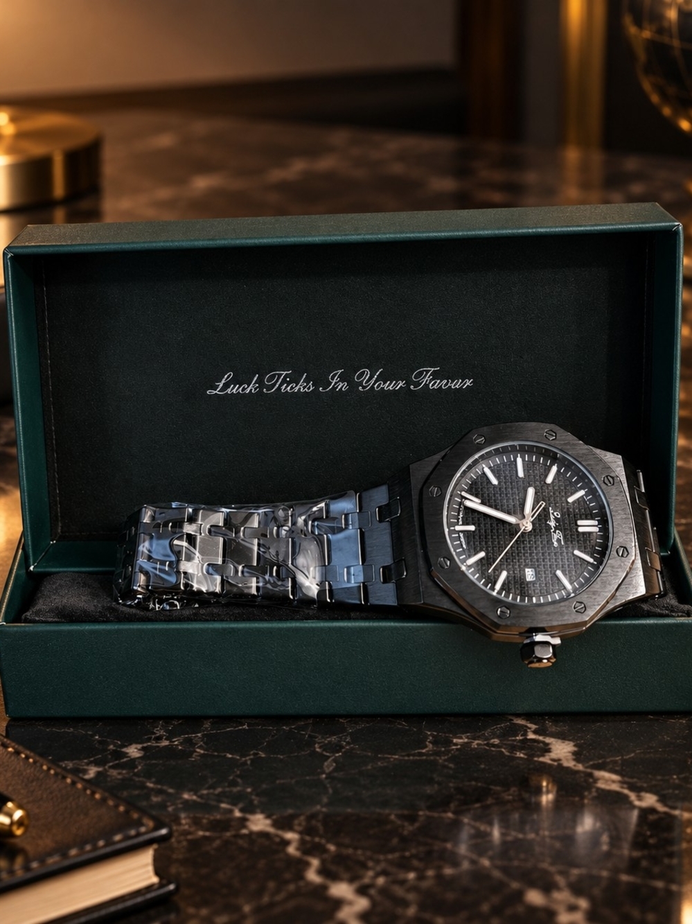 Men's Black Stainless Steel Watch - Lucky Four